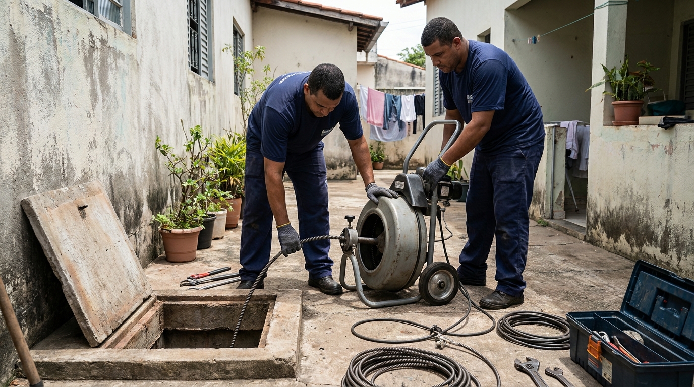 Desentupimento de rede de esgoto em Rio Claro‑SP