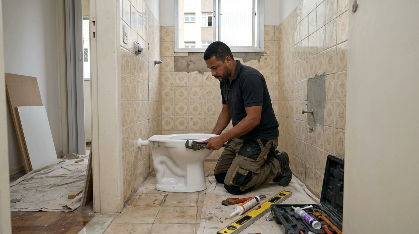 Instalação de vaso sanitário profissional em Rio Claro‑SP